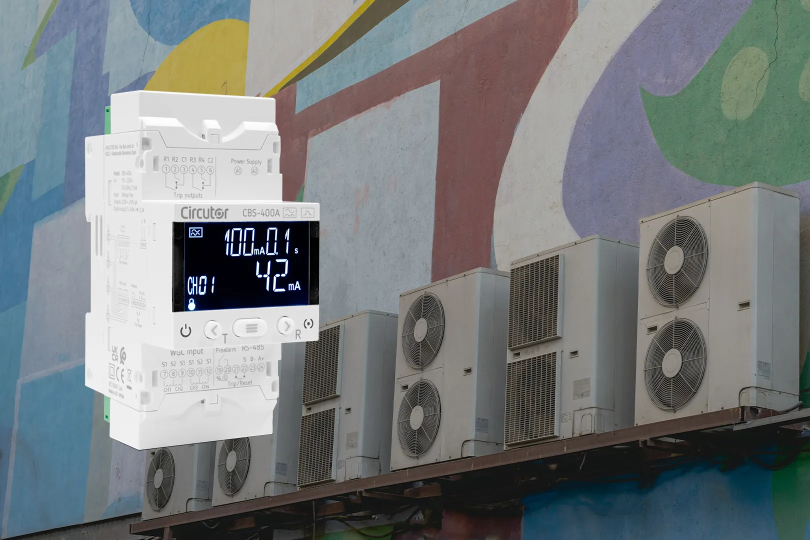 Central de relé diferencial Circutor CBS-400A para protección de redes eléctricas.
